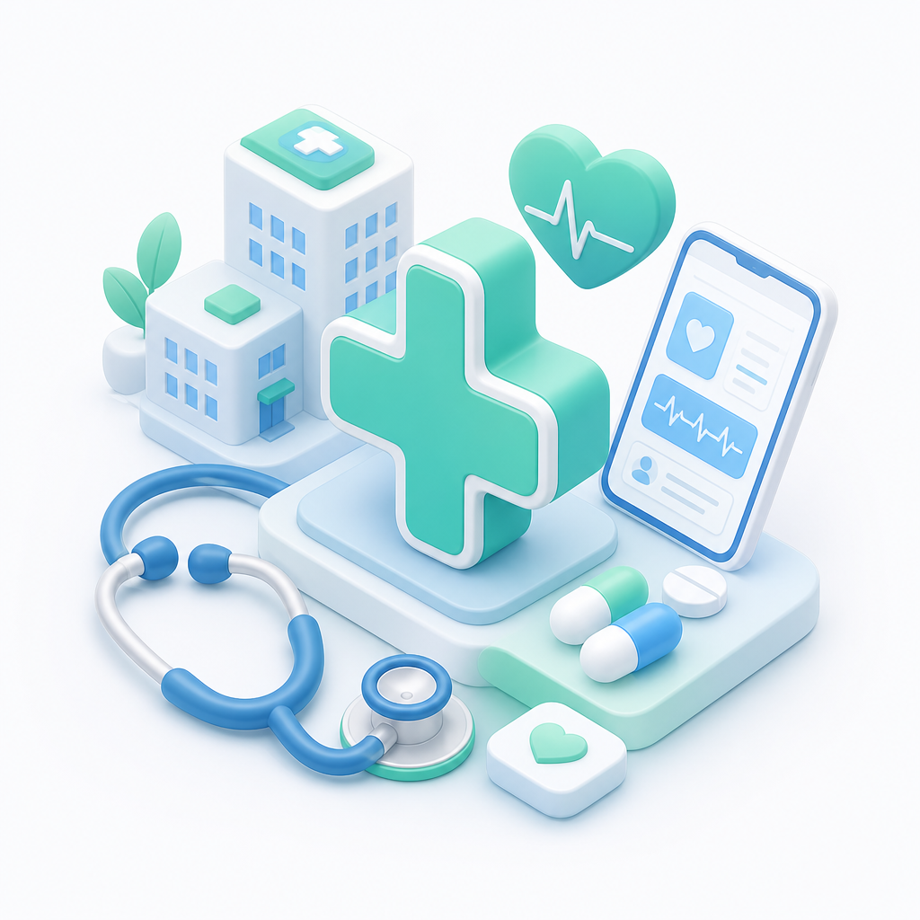 Healthcare industry digital illustration