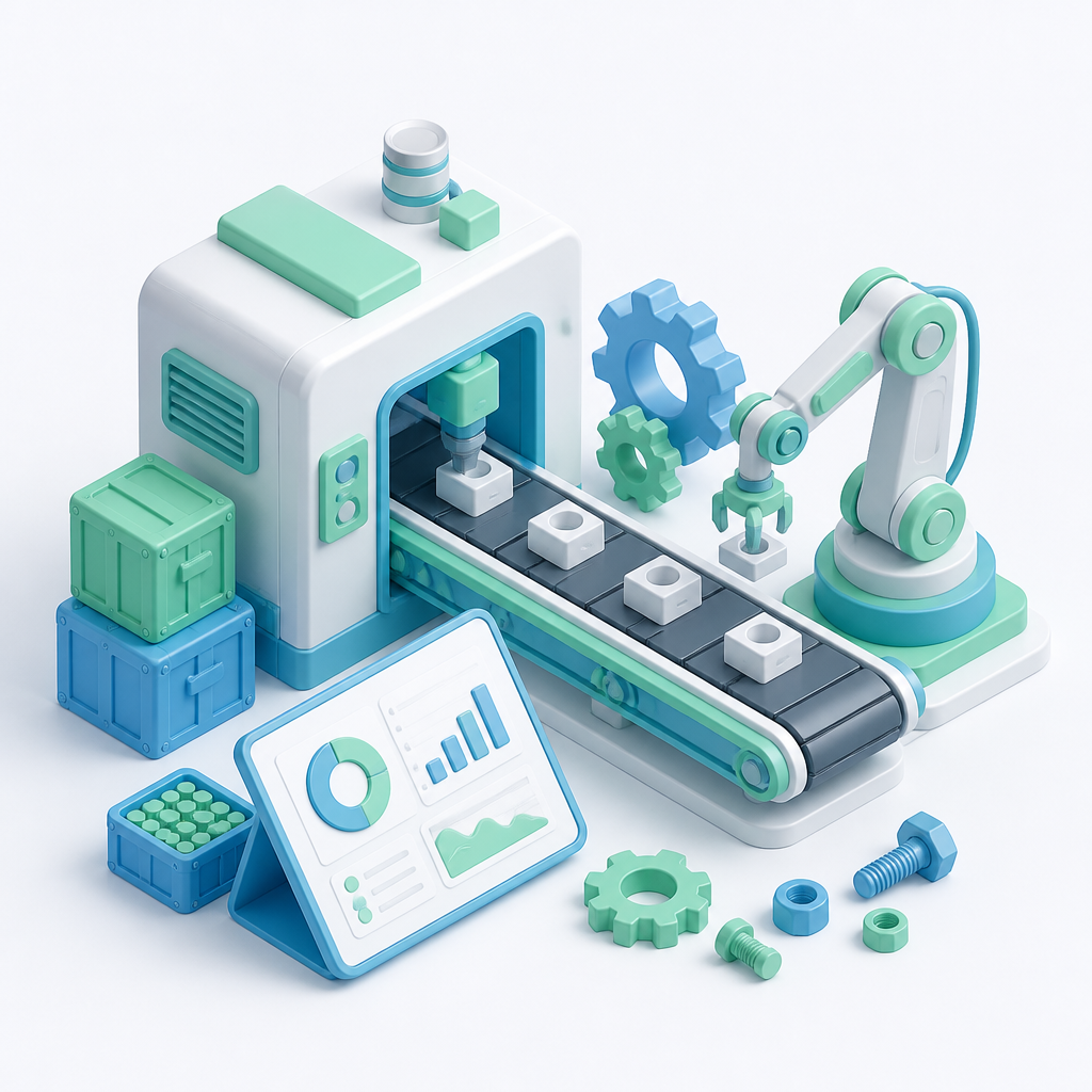 Manufacturing industry digital illustration