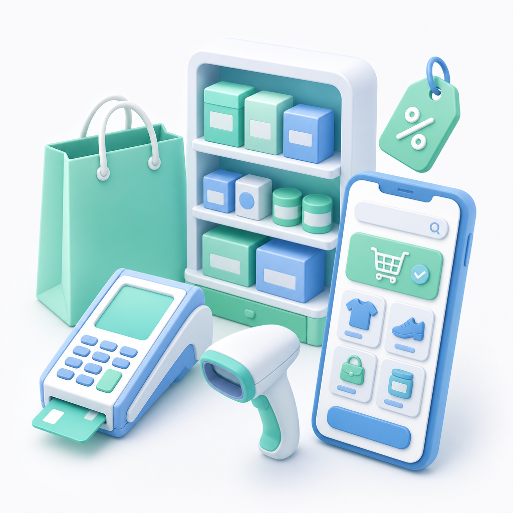 Retail industry digital illustration
